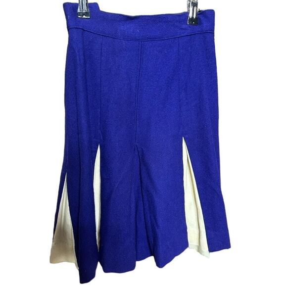 Vintage Cheerleader Uniform Skirt XS Blue White Wool Retro 1950s Cosplay Costume - Picture 3 of 5